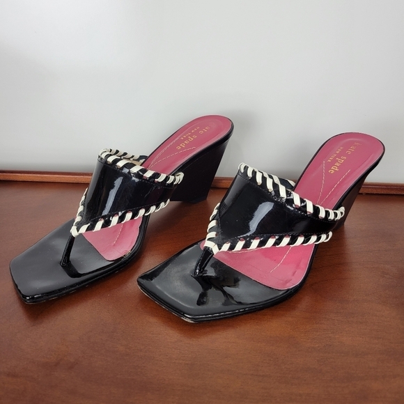 Kate Spade Square Toe Mule Sandal in Black & White Size 7 - Picture 1 of 8